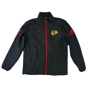 Chicago Blackhawks Adidas Full‎ Zip Jacket Men's Medium NHL Hockey Black